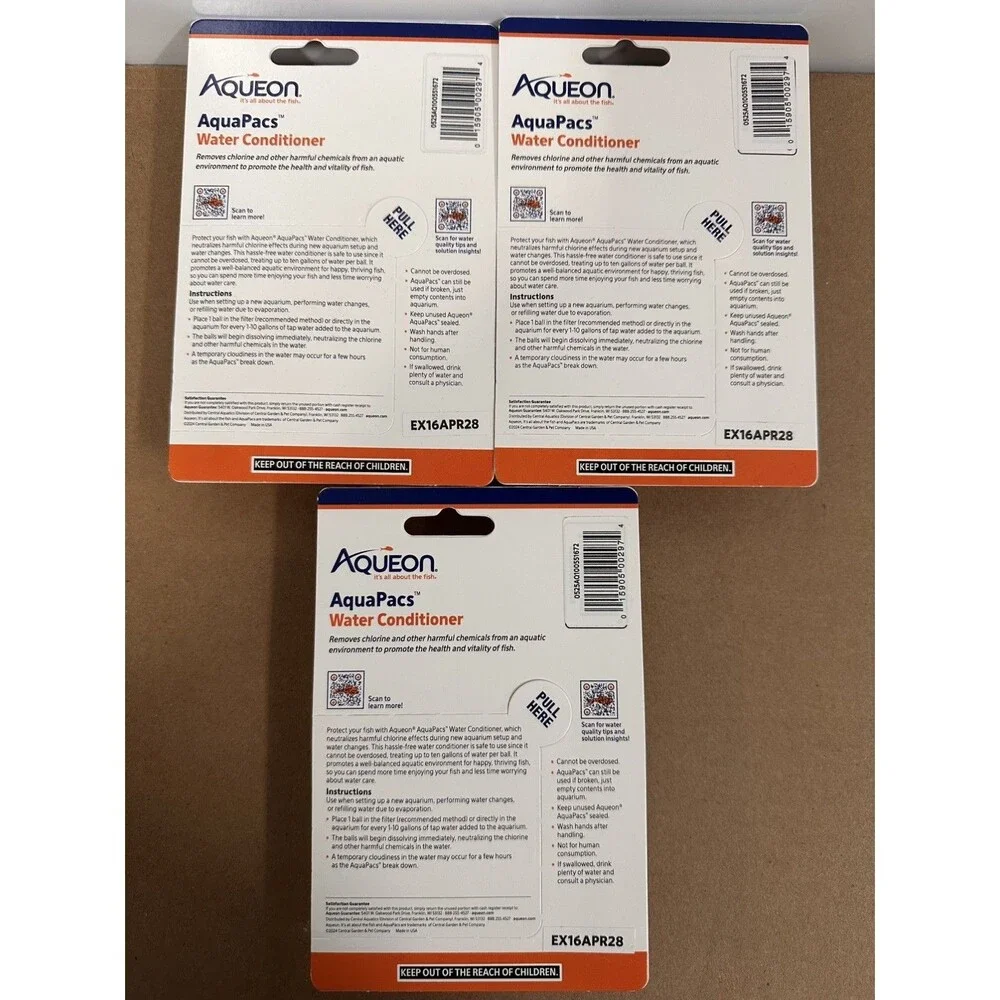 Aqueon AquaPacs Water Conditioner Neutralizes Tap Water EX16APR28
